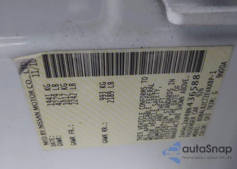 2011 Nissan Altima 2.5 S z USA, uszkodzony, nr VIN 1N4AL2AP4BN436588